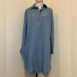 Como Vintage Denim Blue Long Sleeve Shirt Dress